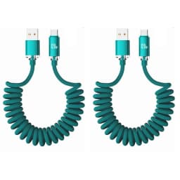 NNBILI 1-2PCS 120W Car USBA to USB C Fast Charging For Samsung S26 Xiaomi Huawei USBC To USB C Spring Cable For iPhone 18 17