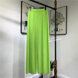 Women's Summer Chiffon Wide Leg Pants Casual Candy Color Loose Long Pants Lady Chic Solid Color High Waist Wide Leg Trousers