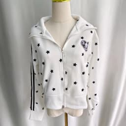 Kimotimo American Retro Star Printed Sweatshirt Women Spring Embroidery Long Sleeve Zipper Coat Sweet Casual Slim Y2k Crop Top