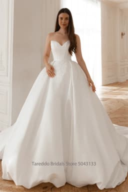 Customized Luxury 2 in 1 Bridal Dress Two Pieces Wedding Gown with Detachable Skirt Matte Satin Material Chapel Train Design