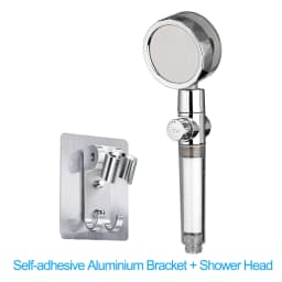 ZhangJi New Propeller Driven Shower Head with Stop Button and Cotton Filter Turbocharged High Pressure Handheld Shower Nozzle