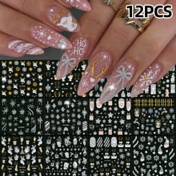 30 Sheets Christmas Nail Art Stickers Self Adhesive 3D White Snowflake Nail Decals Xmas Nail Supplies Christmas Manicure Sliders