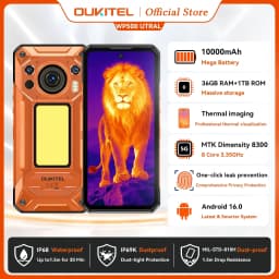 Oukitel Wp500 Ultra Protected Smartphone Ai Thermal Imager Privacy Button Dimension 8300 108Mp 10000Mah 36 Gb 1 Tb Ip68
