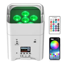 U'King 4PCS RGBWA+UV LED Par Light with Bag 6x18W DMX Stage Light Rechargeable Built-in Battery Dyeing Light Wireless Par Light