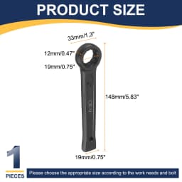 Uxcell Box End Striking Ring Wrench 17mm-48mm Metric CR-V Steel 12-Point Flat Strike Wrench Baking Paint Single Head Spanner