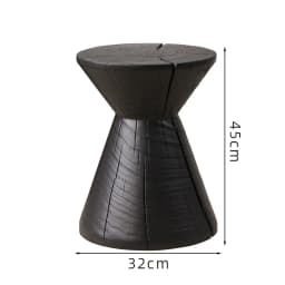 Wabi-Sabi Charred Wood Side Table Handcrafted Tree Stump Stool with Natural Texture Bedside Coffee Table for Home Decor