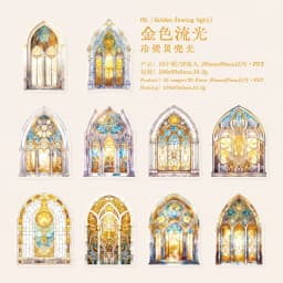6 style 20pcs Colorful Glass Flower Window Theme Hot Stamping PET Sticker DIY Handmade Materials Scrapbook Background Decoration
