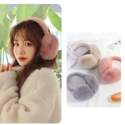 Solid Color Folding Plush Ear Warmer Fashion Winter Earmuffs Thermal Cold Protection Ear Cover Outdoor Skiing Cycling Earflap