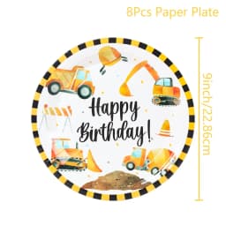 Construction Party Disposable Tableware Birthday Decoration Boy Baby Shower Excavator Truck Tractor Construction Birthday Decor