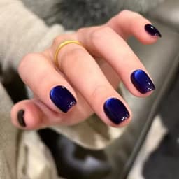30Pcs Blue Cat eye Wearable Press on Nails Short Square Full Cover False Nails Artificial Ballet Reusable Fake Nails for Women
