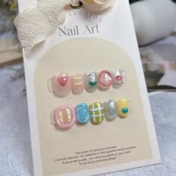 10pcs Handmade Nail Tips Star French Press on Nails with Sticky Tabs Autumn Fake Nails for Women Holiday Prosthetic Nail Set