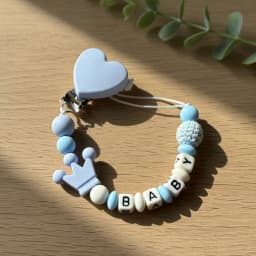 Personalized Baby Pacifier Clip Custom Name Silicone Crown Beads Heart Wooden Holder Handmade Teether Chain BPA Free Gift