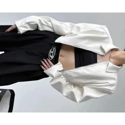 Y2k Black New PU Leather Jacket Cropped Jacket Long-sleeved Top Motorcycle Jackets Design Loose Streetwear Coat Trendy Vintage