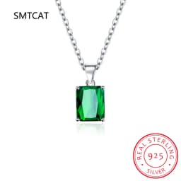 9ct Created Red Ruby 925 Sterling Silver Pendant Necklace for women Engagement Party Jewelry 45CM Link Chain New Arrival