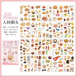 Journal GO 20sheets Mini Watercolor Life Sticker Book Daily Food Home & Music Decal for Journaling Planner Craft & Scrapbooking
