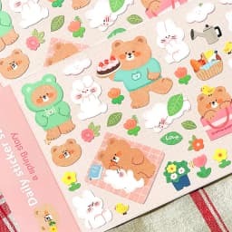 Korean Import Original BONITO Kawaii Rabbit Bear Spring Date Paper Stickers Scrapbooking Diy Journal Stationery Sticker Gift