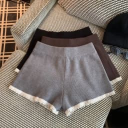 New Elegant Knitted A-Line Short Pants Soft Casual Pants High Waist Briefs Polyester Fiber High Waist Bum-Lifting Spring Season