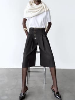 Spring New Arrival Women's Casual Long orts Punk Faion Chain Waist Belt Versatile High Waist Straight Leg Pants