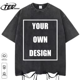 Custom Your Logo Print Summer Cool Snow Wash T-Shirt Cotton Casual Loose Short Sleeve Fashion Retro Tee Soft Couple Streetwear