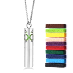 Cylindrical Aromatherapy Essential Oil Diffuser Necklace Storage Bottle Stainless Steel Pendant Fashion Perfume Lockets Jewelry