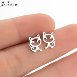 Cartoon Animal Earings Multiple Stainless Steel Cat Stud Earring for Women Girls Small Dog Paw Ear Studs Funny Jewelry Oorbellen