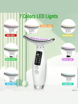 Colour Light Face And Neck Beauty Instrument 7 Modes And 7 Speeds Adjustment With Curved Hand Grip Neck Beauty Instrument