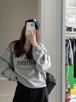 Bermat Embroidered Letter Sweatshirt round Neck Unisex Couples Street Style Cotton Long Sleeve Warmth Comfortable Autumn Wint...