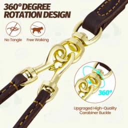 Benepaw Genuine Leather Double Dog Leash Durable Heavy Duty No Tangle Dual Puppy Pet Leads For Small Medium Dog Walking Training