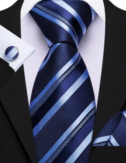 Fashion Diagonal Striped Tie Set for Men Formal Party Business Wedding Necktie Handkerchief Cufflinks 3PCS Suit Accessories