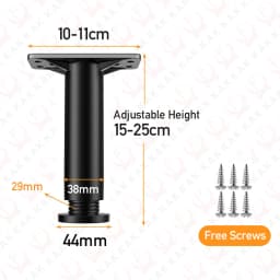 KAK Black Furniture Legs Adjustable Bed Beam Support Foot Sofa Table Feet Replacement Plastic Steel Heavy Duty Bed Hardware