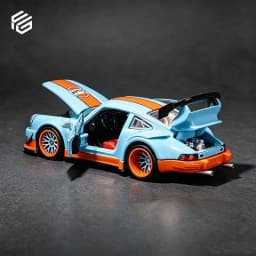 FG 1:64 Porsche 930 RWB Wide Body Modification Gulf Oil Full Open Alloy Diecast Car Model Collection