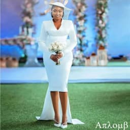 Customized Delicate Satin Luxury Wedding Dress V-neck Charming Bow Formal Long Sleeves High Quality Bridal Party Bridal Gowns