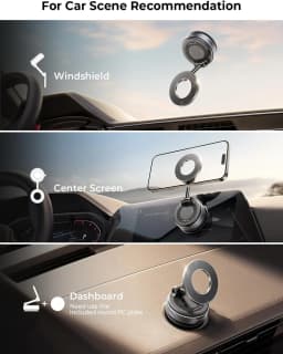 K007/K009 Strong Magnetic Car Phone Holder Foldable Design 360° Adjustable Vacuum Mount for Car/Desk/Bathroom/Universal Use
