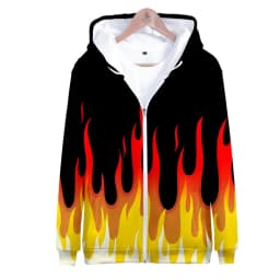 Coat 3D Print Cartoon Red and Yellow Flame Hoodie Men Women Long Sleeve Cosplay Costume Men Jacket Sweatshirts