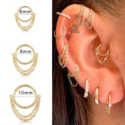 1pc Stainless Steel Simple Septum Piercing Nose Rings Women Hoop Earrings with Chain Gold Color Tragus Rook Ear Piercing Jewelry