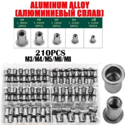 100pcs Tool Kit M3/M4/M5/M6/M8 Aluminum Rivets Nuts Rivet Gun Threaded Riveter Flatheadscrew Fasteners Accessories Nuts&Bolts