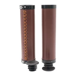 Retro Leisure Grip Universal Hand Sewn Grip PU Leather Grip Bicycle Grip Shock Absorbing Folding Bike Scooter Bike Handlebar