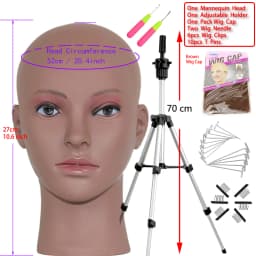 New Mannequin Head Wig Stand With Adjustable Wig Tripod Stand Holder For Wigs Making Display With T Pins /Wig Cap For Free Gift