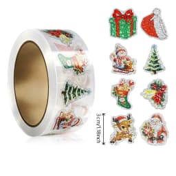500Pcs Christmas Tree Stickers Roll Laser Green Pine Tree Seal Stickers Xmas Waterproof Self-Adhesive Decals for Envelope