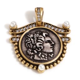 1 Piece Brass Coin Pendants Antique Silver Color Antique Bronze Two Tone Head Portrait For DIY Jewelry Making