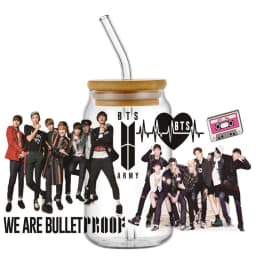 Korean Popular Music Group UV DTF Bottle Stickers Glasses Cup Transfer Stickers DIY Stationery Computer Waterproof Sticker