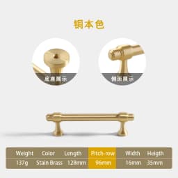 Pure Copper French Gold Wardrobe Handle Solid  Brass Cabinet Door Handle American Cabinet Door Drawer Gold Handle Brass