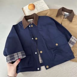 2026 UNITIM Spring Autumn Kids Boys Jacket Plaid Spliced Pocket Long Sleeve Toddler Boys Outerwears Coat Children Boys Jacket
