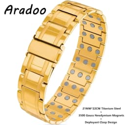 ARADOO Premium Titanium Steel Bracelets for Men with 3X Ultra Strenth Magnetic Wristband Jewelry Gifts