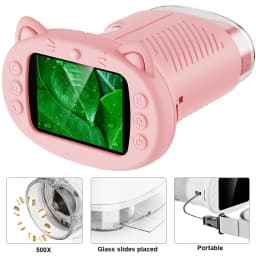 Kids Microscope 500x Science and Education Handheld Microscope 2.4-Inch Pocket USB Microscope Birthday Gifts For Boys And Girls