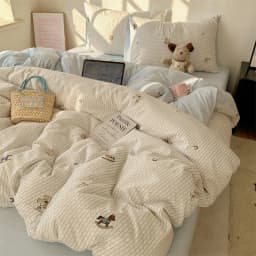 1 Pcs High Density Quilt Durable Quilt Cover Korean Aesthetic Stripe Duvet Covers Soft Skin-Friendly Breathable Comforter Cover