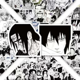 100Pcs Naruto Black & White Manga Style Sticker Set, Classic Anime Character Scene Decals for Laptop, Skateboard & DIY Decor