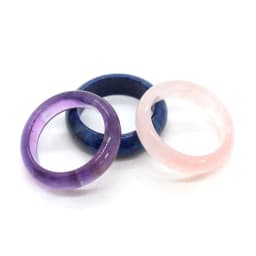 Women's Healing Crystal Stone Band Ring Dainty Finger Jewelry Natural Amethyst Rose Quartz Lapis Lazuli Labradorite Gemstone