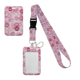 Simple Marble Heart Rainbow Card Holder with Buckle Lovely Hanging Rope ID Pass Hang Accessories Holder Lanyard Passr Case