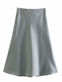 Hot Sale Solid Satin Elastic Waist Women A-Line Skirt Summer Female Slim Falda